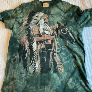 Vintage (1997) The Mountain green tie-dye Native American t-shirt